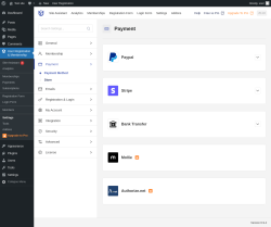 Page screenshot: User Registration & Membership &rarr; Settings &rarr; 
									
										
  

									
									
										
											Payment										
										
											
										
									
								