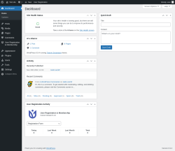 Page screenshot: Dashboard &lsaquo; Test site &mdash; WordPress