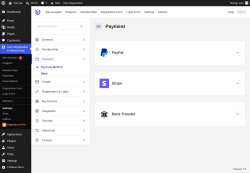 Page screenshot: User Registration & Membership &rarr; Settings &rarr; 
									
										
  

									
									
										
											Payment										
										
											
										
									
								