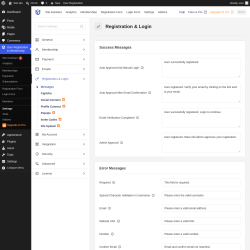 Page screenshot: User Registration & Membership &rarr; Settings &rarr; 
									
										
  
  
  

									
									
										
											Registration & Login										
										
											
										
									
								