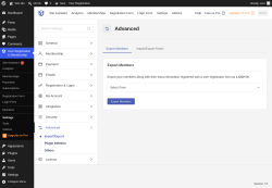 Page screenshot: User Registration & Membership &rarr; Settings &rarr; 
									
										
  
  

									
									
										
											Advanced										
										
											
										
									
								