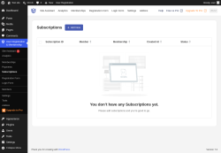 Page screenshot: User Registration & Membership &rarr; Subscriptions