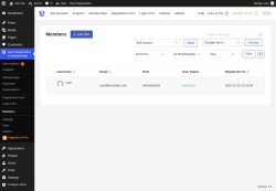 Page screenshot: User Registration & Membership &rarr; Members