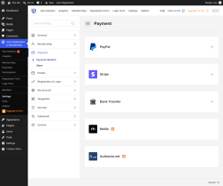 Page screenshot: User Registration & Membership &rarr; Settings &rarr; 
									
										
  

									
									
										
											Payment										
										
											
										
									
								