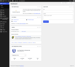 Page screenshot: Dashboard &lsaquo; Test site &mdash; WordPress