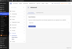 Page screenshot: User Registration & Membership &rarr; Settings &rarr; 
									
										
  
  

									
									
										
											Advanced										
										
											
										
									
								