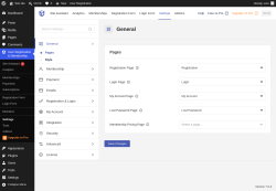Page screenshot: User Registration & Membership &rarr; Settings