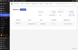 Page screenshot: User Registration & Membership &rarr; Members
