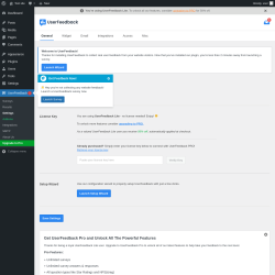 Page screenshot: UserFeedback &rarr; Settings