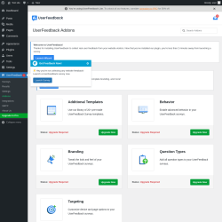 Page screenshot: UserFeedback &rarr; Addons