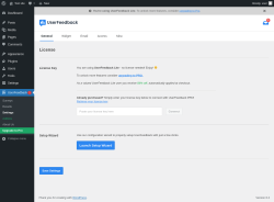 Page screenshot: UserFeedback &rarr; Settings