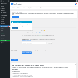 Page screenshot: UserFeedback &rarr; Settings
