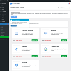 Page screenshot: UserFeedback &rarr; Addons