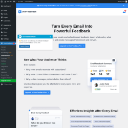 Page screenshot: UserFeedback &rarr; Email Surveys&nbsp;NEW!