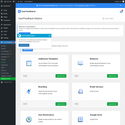 Page screenshot: UserFeedback &rarr; Addons