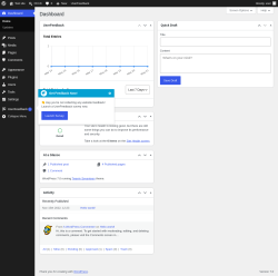 Page screenshot: Dashboard &lsaquo; Test site &mdash; WordPress