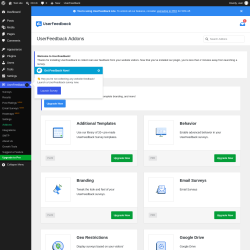 Page screenshot: UserFeedback &rarr; Addons