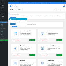 Page screenshot: UserFeedback → Addons