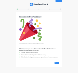 Page screenshot: UserFeedback › Onboarding Wizard