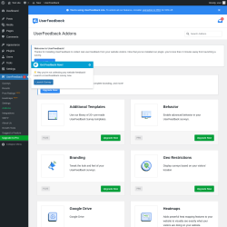 Page screenshot: UserFeedback → Addons