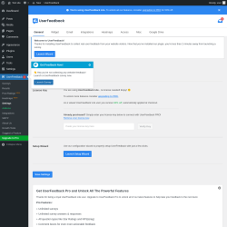 Page screenshot: UserFeedback &rarr; Settings