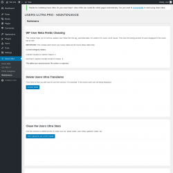 Page screenshot: Users Ultra → Maintenance