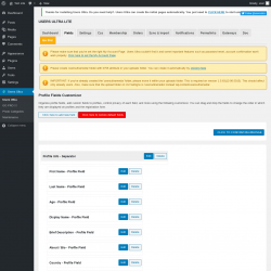 Page screenshot: Users Ultra → Fields 