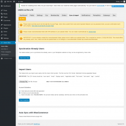 Page screenshot: Users Ultra → Sync & Import 