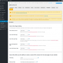 Page screenshot: Users Ultra → Permalinks 