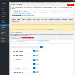 Page screenshot: Users Ultra → Fields