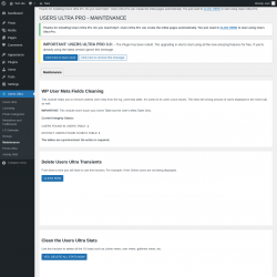 Page screenshot: Users Ultra → Maintenance