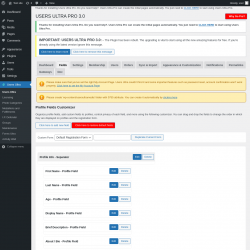 Page screenshot: Users Ultra → Fields