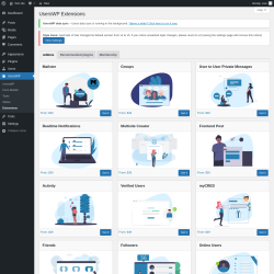 Page screenshot: UsersWP &rarr; Extensions