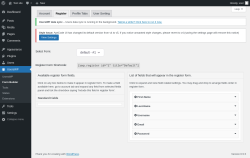 Page screenshot: UsersWP &rarr; Form Builder &rarr; Register