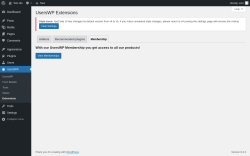 Page screenshot: UsersWP &rarr; Extensions &rarr; Membership