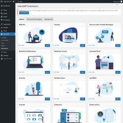 Page screenshot: UsersWP &rarr; Extensions