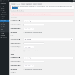 Page screenshot: UsersWP &rarr; Redirects