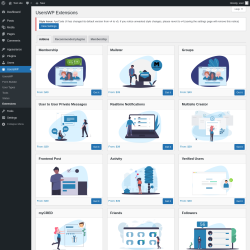 Page screenshot: UsersWP &rarr; Extensions