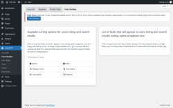 Page screenshot: UsersWP → Form Builder → User Sorting