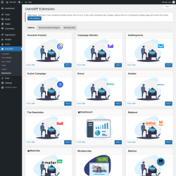 Page screenshot: UsersWP &rarr; Extensions