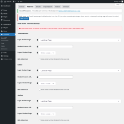 Page screenshot: UsersWP &rarr; Redirects