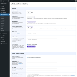 Page screenshot: UTM Analytics → Settings