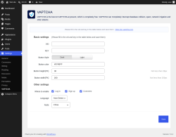Page screenshot: Settings &rarr; VAPTCHA