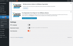Page screenshot: Page Builder Addons 1 → Settings