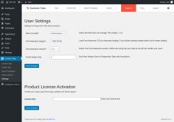 Page screenshot: Content Tabs → Settings