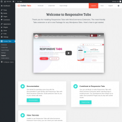 Page screenshot: Content Tabs → Support