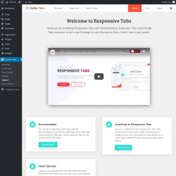 Page screenshot: Content Tabs → Support