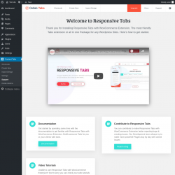 Page screenshot: Content Tabs → Support