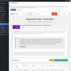 Page screenshot: Content Tabs → Create New