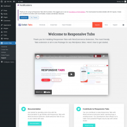 Page screenshot: Content Tabs → Support